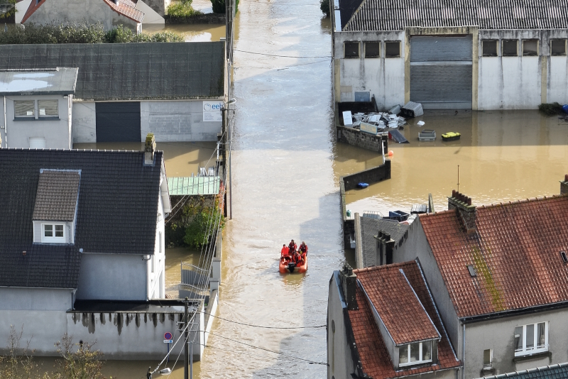 Inondations Pas-de-Calais. Crédit: Vincent Labroy/Service communication Sdis 62